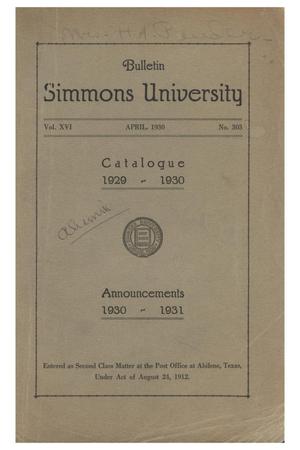 Catalogue of Simmons University, 1929-1930
