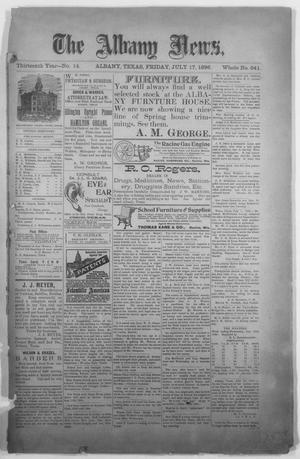 Primary view of object titled 'The Albany News. (Albany, Tex.), Vol. 13, No. 14, Ed. 1 Friday, July 17, 1896'.