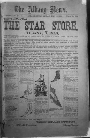 The Albany News. (Albany, Tex.), Vol. 13, No. 36, Ed. 1 Friday, December 18, 1896