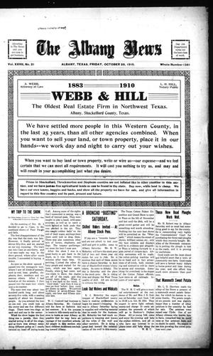 The Albany News (Albany, Tex.), Vol. 27, No. 21, Ed. 1 Friday, October 28, 1910