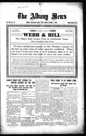 The Albany News (Albany, Tex.), Vol. 26, No. 20, Ed. 1 Friday, October 1, 1909