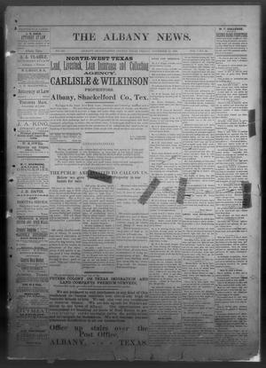 Primary view of object titled 'The Albany News. (Albany, Tex.), Vol. 7, No. 35, Ed. 1 Friday, November 28, 1890'.