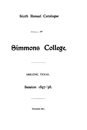 Primary view of object titled 'Catalogue of Simmons College, 1897-1898'.