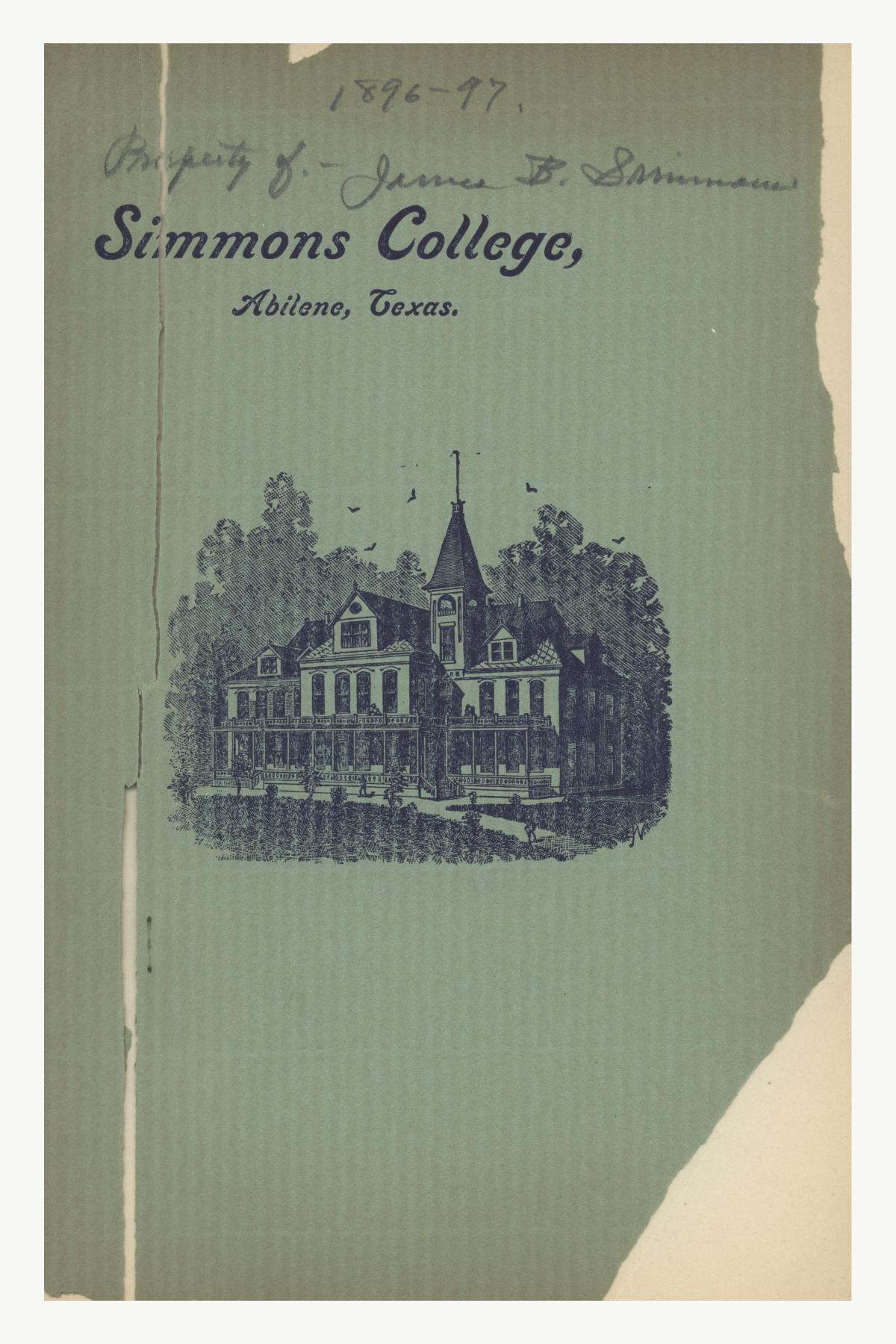 Catalogue of Simmons College, 18961897 The Portal to Texas History