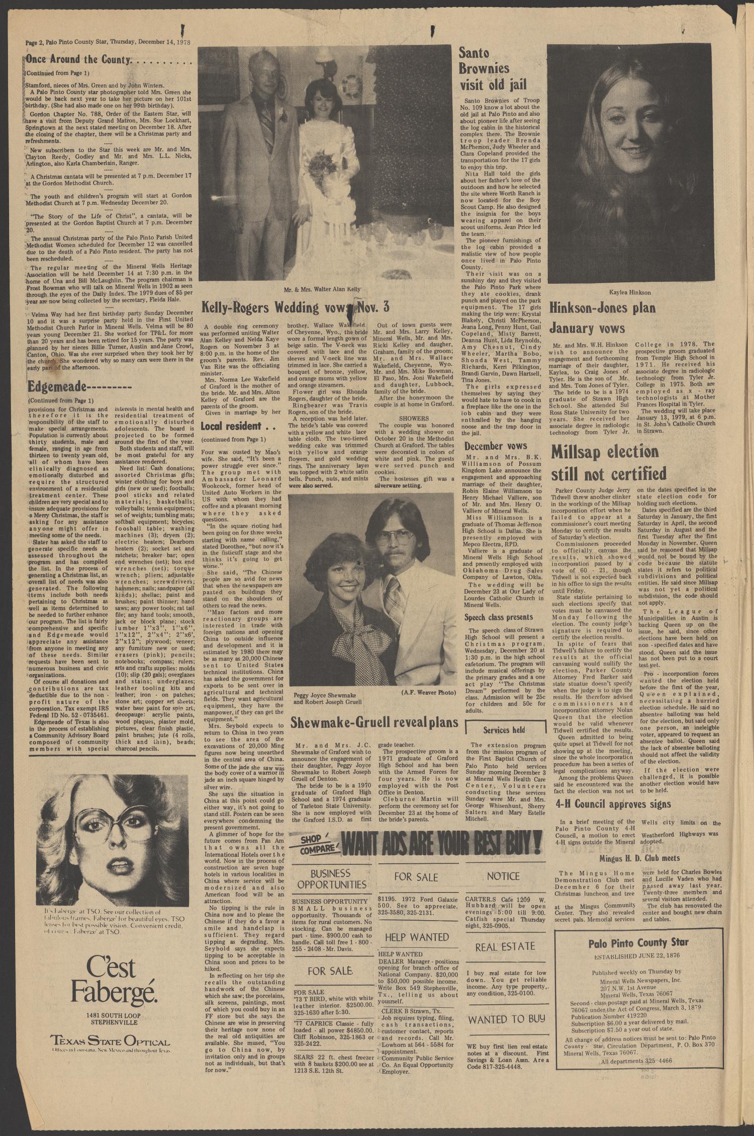Palo Pinto County Star (Mineral Wells, Tex.), Vol. [102], No. [24], Ed. 1 Thursday, December 14, 1978
                                                
                                                    [Sequence #]: 2 of 10
                                                