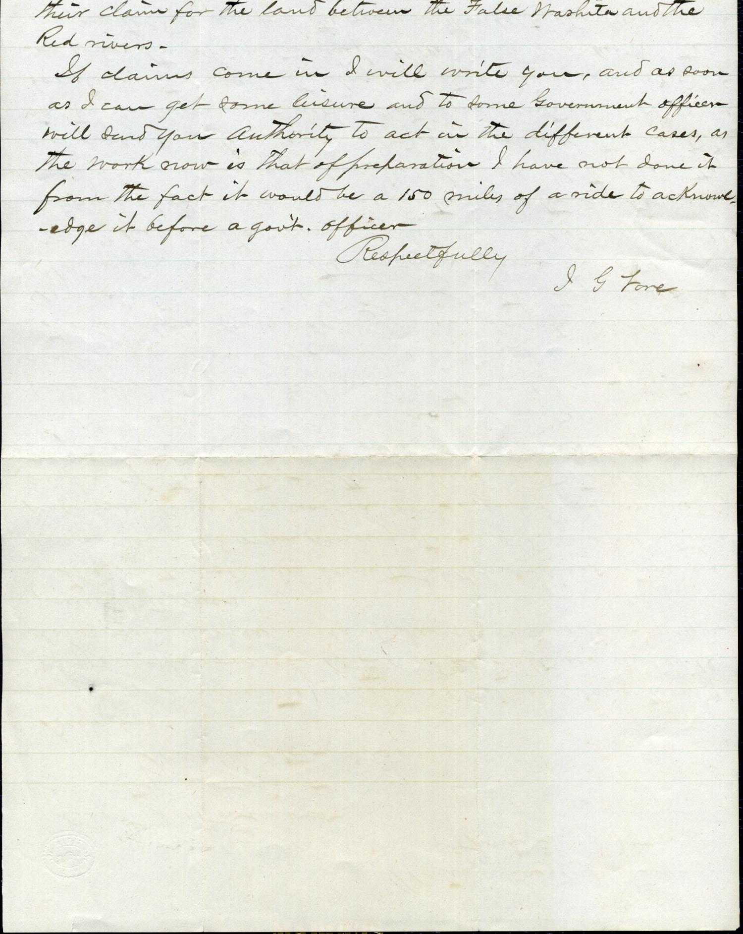 [Letter from I. G. Vore to J. W. Denver, April 3, 1884]
                                                
                                                    [Sequence #]: 2 of 2
                                                
