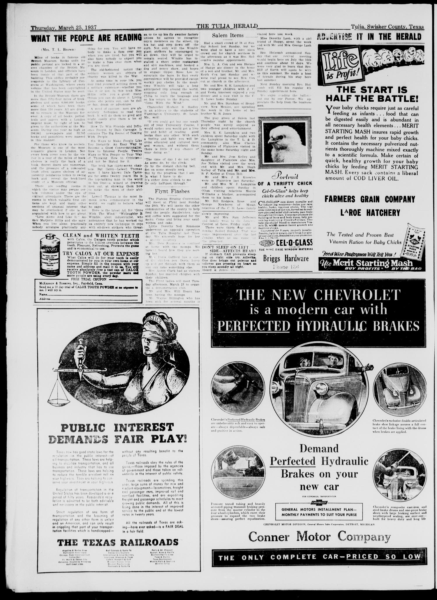 The Tulia Herald (Tulia, Tex), Vol. 28, No. 12, Ed. 1, Thursday, March 25, 1937
                                                
                                                    12
                                                