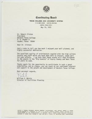 [Letter from William Martin to Robert Clinton - May 10, 1972]