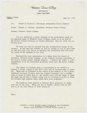 Primary view of object titled '[Letter from Robert L. Clinton to Hermleigh Independent School District - May 13, 1970]'.