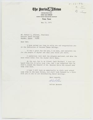 Primary view of object titled '[Letter from Walter Bassano to Robert L. Clinton - May 22, 1972]'.