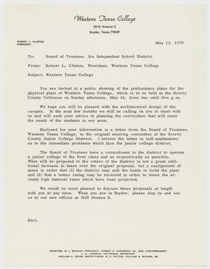 [Letter from Robert L. Clinton to Ira Independent School District - May 13, 1970]