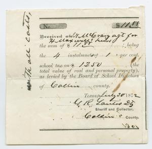 Primary view of object titled '[Collin County, Texas, School Tax Receipt, 1872]'.