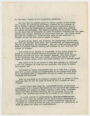 Primary view of object titled '[Letter to a Legislative Committee]'.