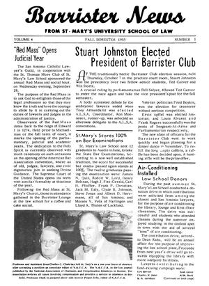 Barrister News, Volume 1, Number 4, Fall Semester, 1955