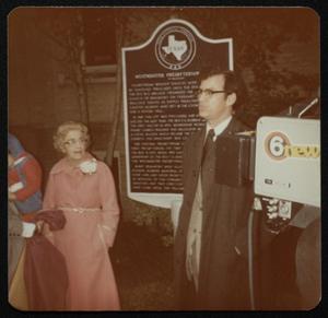 Primary view of object titled '[One hundred year church marker unveiling]'.