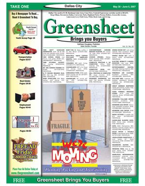 Primary view of object titled 'The Greensheet (Dallas, Tex.), Vol. 31, No. 50, Ed. 1 Wednesday, May 30, 2007'.