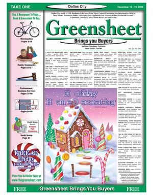 Primary view of object titled 'The Greensheet (Dallas, Tex.), Vol. 30, No. 246, Ed. 1 Wednesday, December 13, 2006'.