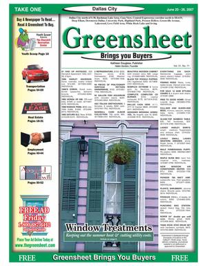 The Greensheet (Dallas, Tex.), Vol. 31, No. 71, Ed. 1 Wednesday, June 20, 2007