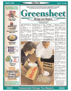Primary view of object titled 'The Greensheet (Dallas, Tex.), Vol. 30, No. 43, Ed. 1 Wednesday, May 24, 2006'.