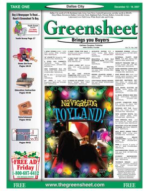 Primary view of object titled 'The Greensheet (Dallas, Tex.), Vol. 31, No. 246, Ed. 1 Wednesday, December 12, 2007'.