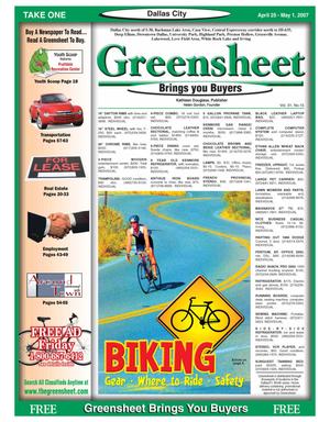 The Greensheet (Dallas, Tex.), Vol. 31, No. 15, Ed. 1 Wednesday, April 25, 2007