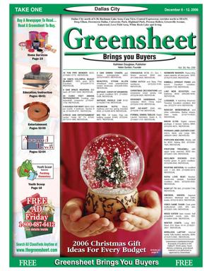 The Greensheet (Dallas, Tex.), Vol. 30, No. 239, Ed. 1 Wednesday, December 6, 2006