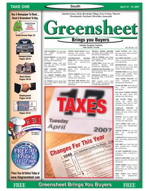 Greensheet (Houston, Tex.), Vol. 38, No. 115, Ed. 1 Thursday, April 12, 2007