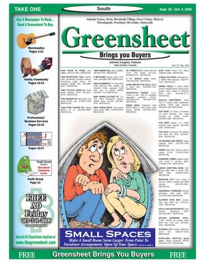 Greensheet (Houston, Tex.), Vol. 37, No. 403, Ed. 1 Thursday, September 28, 2006