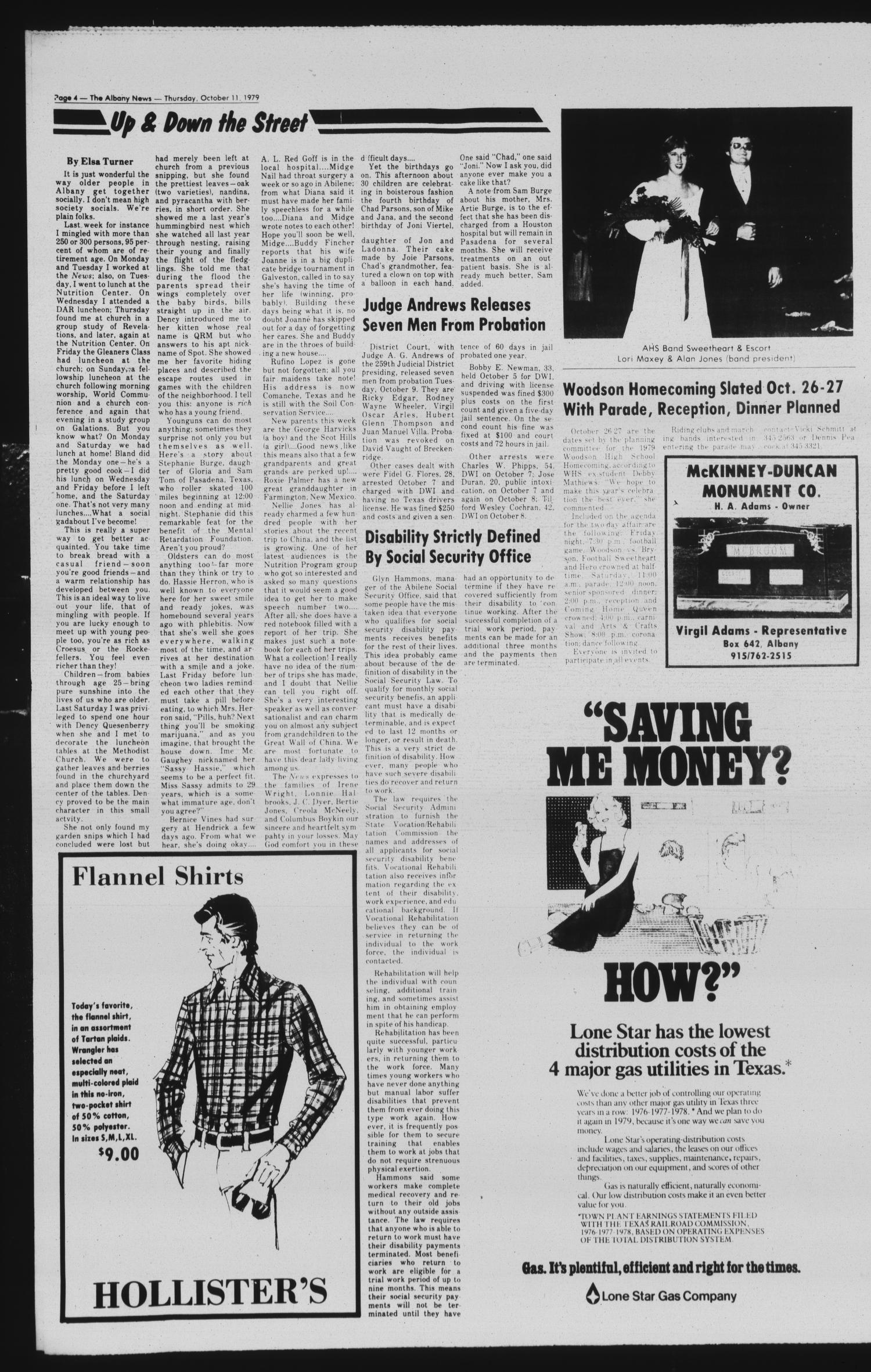 The Albany News (Albany, Tex.), Vol. 104, No. 16, Ed. 1 Thursday, October 11, 1979
                                                
                                                    [Sequence #]: 4 of 12
                                                