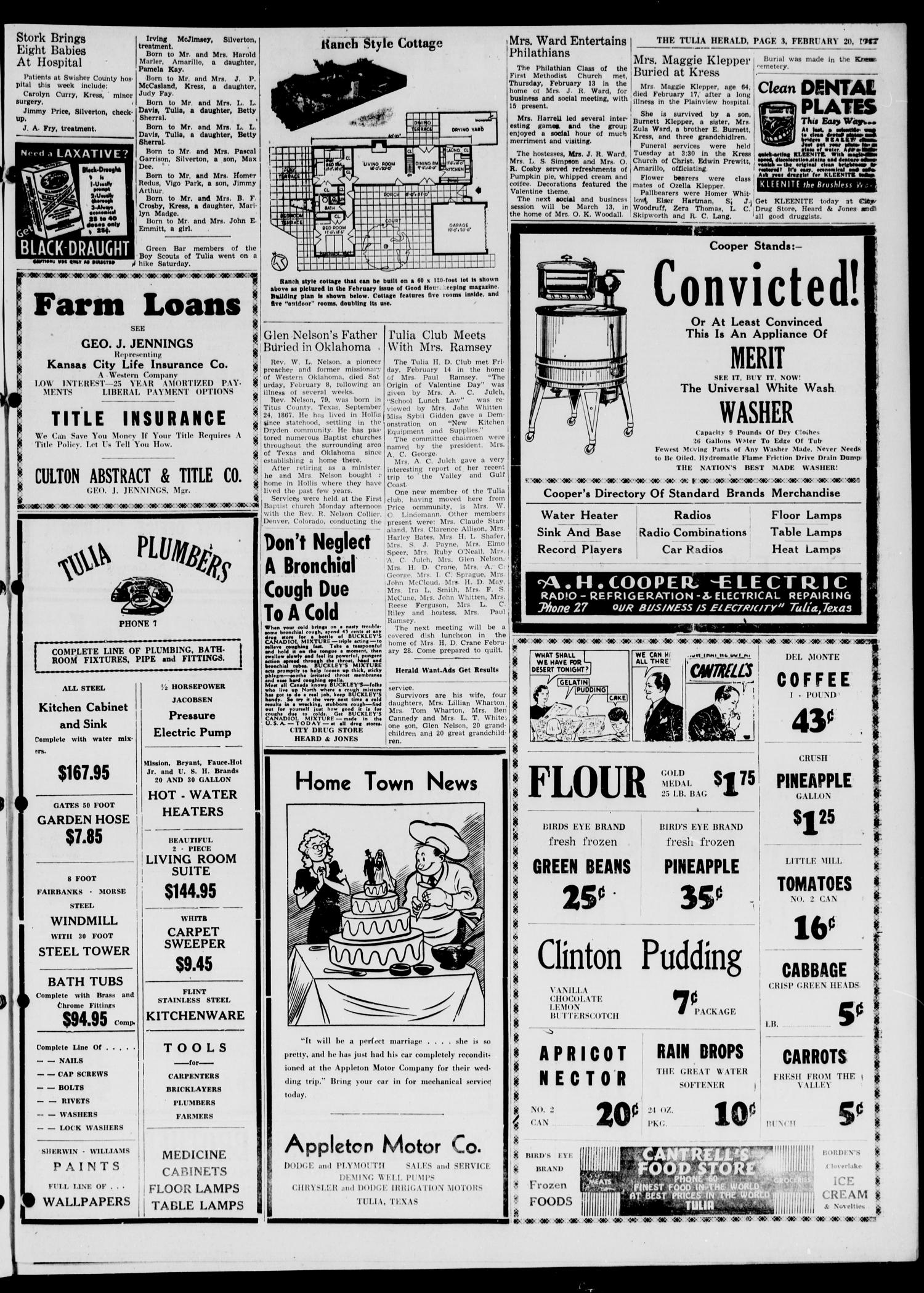 The Tulia Herald (Tulia, Tex), Vol. 38, No. 8, Ed. 1, Thursday, February 20, 1947
                                                
                                                    3
                                                