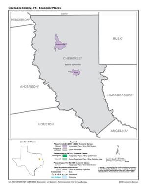Primary view of object titled '2007 Economic Census Map: Cherokee County, Texas - Economic Places'.