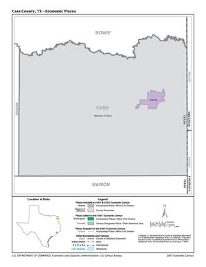 Primary view of object titled '2007 Economic Census Map: Cass County, Texas - Economic Places'.