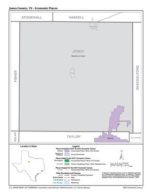 Primary view of object titled '2007 Economic Census Map: Jones County, Texas - Economic Places'.