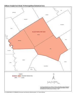 Primary view of object titled '2007 Economic Census Map: Killeen-Temple-Fort Hood, Texas Metropolitan Statistical Area'.