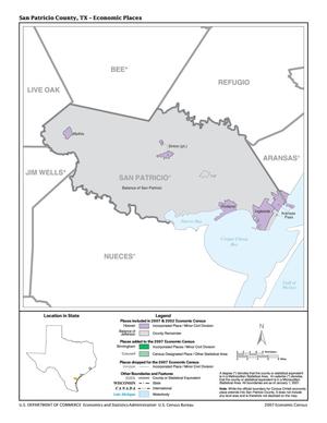 Primary view of object titled '2007 Economic Census Map: San Patricio County, Texas - Economic Places'.