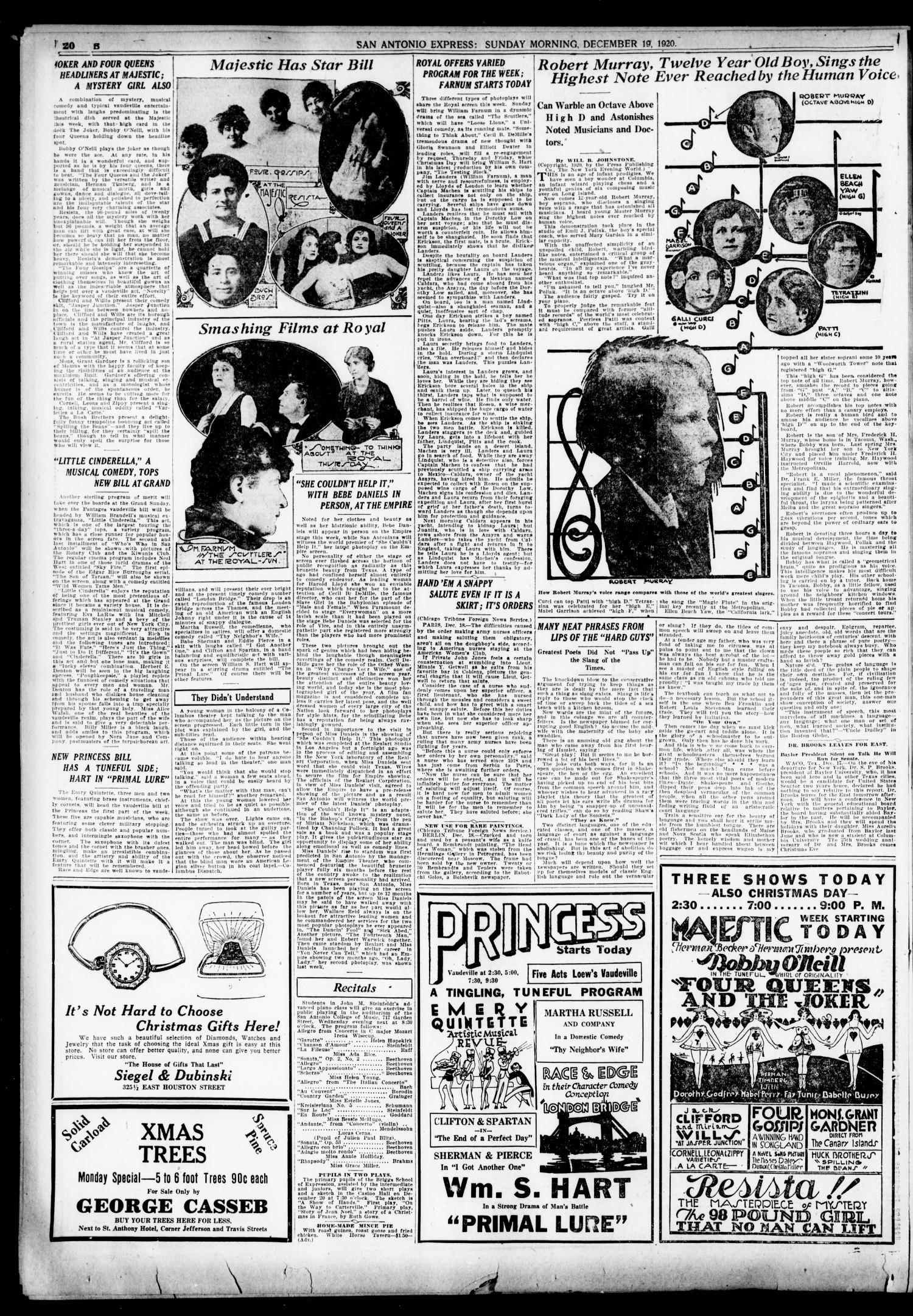San Antonio Express. (San Antonio, Tex.), Vol. 55, No. 343, Ed. 1 Sunday, December 19, 1920
                                                
                                                    [Sequence #]: 67 of 77
                                                