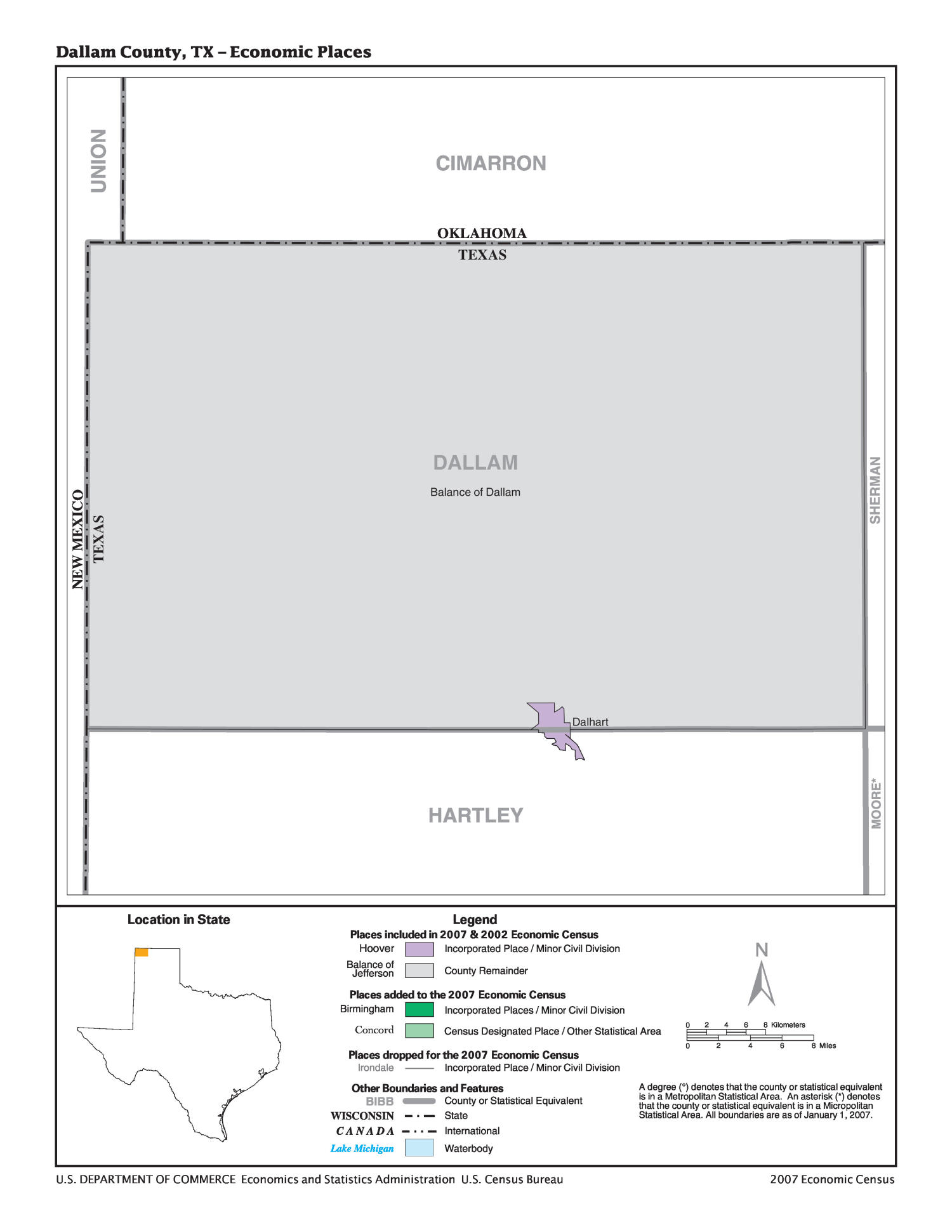 2007 Economic Census Map: Dallam County, Texas - Economic Places
                                                
                                                    [Sequence #]: 1 of 1
                                                