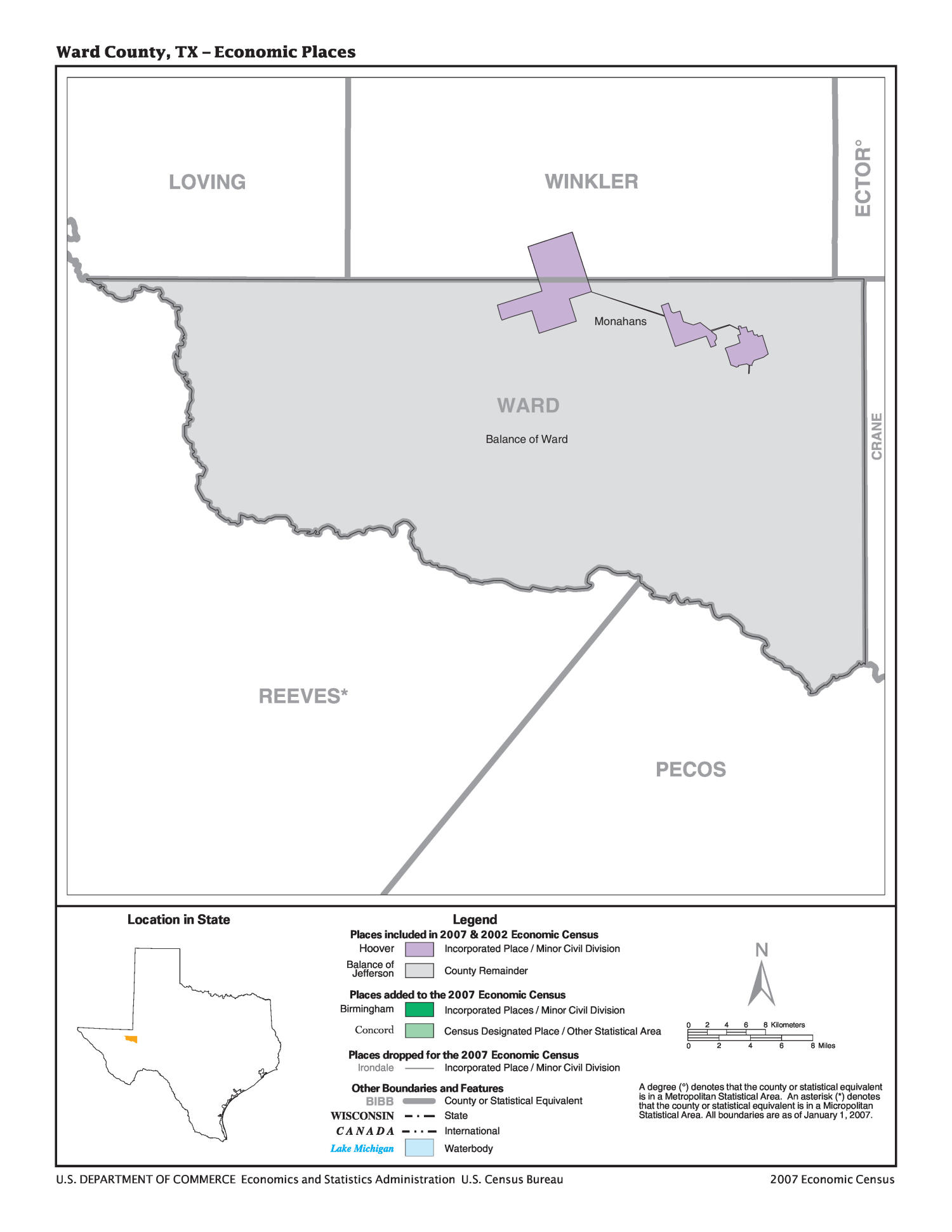 2007 Economic Census Map: Ward County, Texas - Economic Places
                                                
                                                    [Sequence #]: 1 of 1
                                                