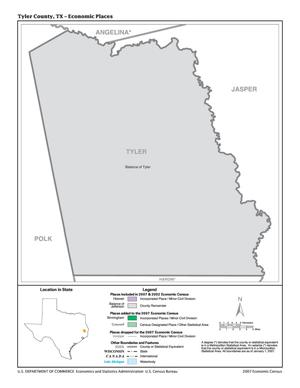 2007 Economic Census Map: Tyler County, Texas - Economic Places