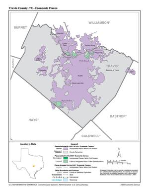Primary view of object titled '2007 Economic Census Map: Travis County, Texas - Economic Places'.