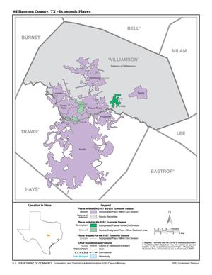 Primary view of object titled '2007 Economic Census Map: Williamson County, Texas - Economic Places'.