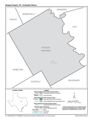 Primary view of object titled '2007 Economic Census Map: Bosque County, Texas - Economic Places'.