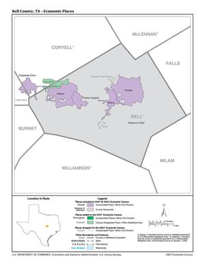 Primary view of object titled '2007 Economic Census Map: Bell County, Texas - Economic Places'.