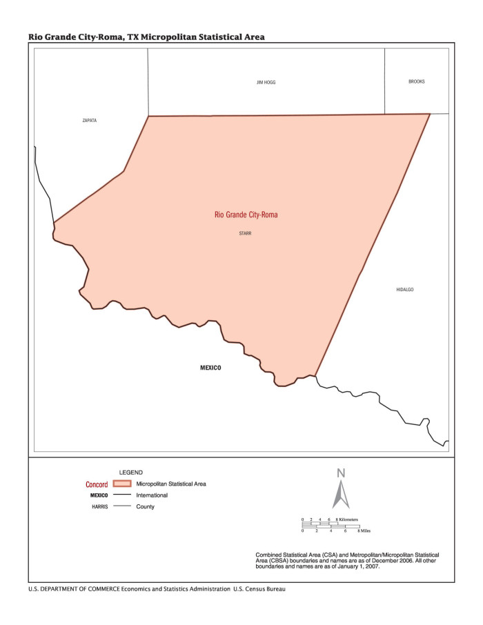 07 Economic Census Map Rio Grande City Roma Texas Micropolitan Statistical Area The Portal To Texas History
