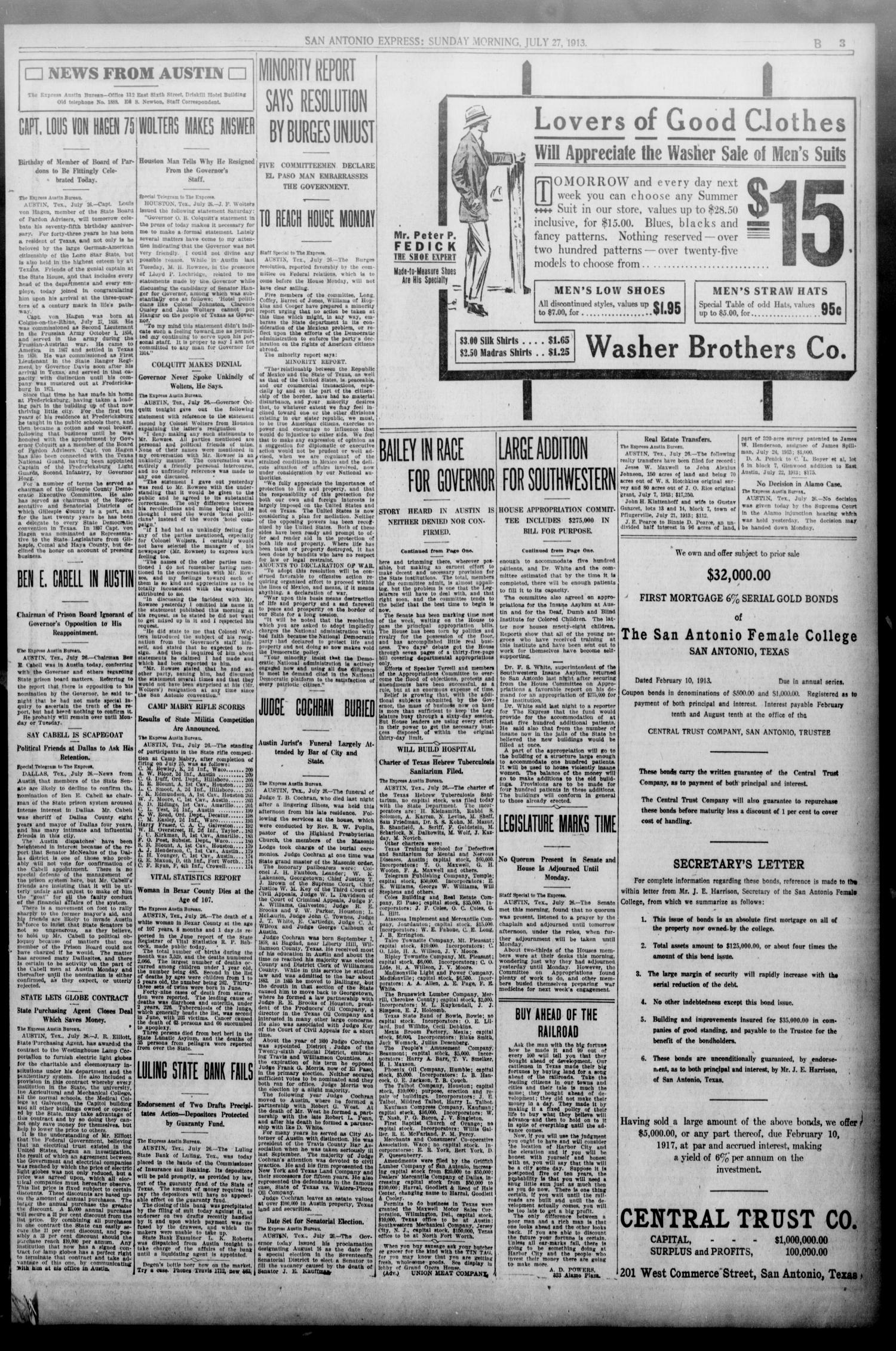 San Antonio Express. (San Antonio, Tex.), Vol. 48, No. 208, Ed. 1 Sunday, July 27, 1913
                                                
                                                    [Sequence #]: 3 of 63
                                                