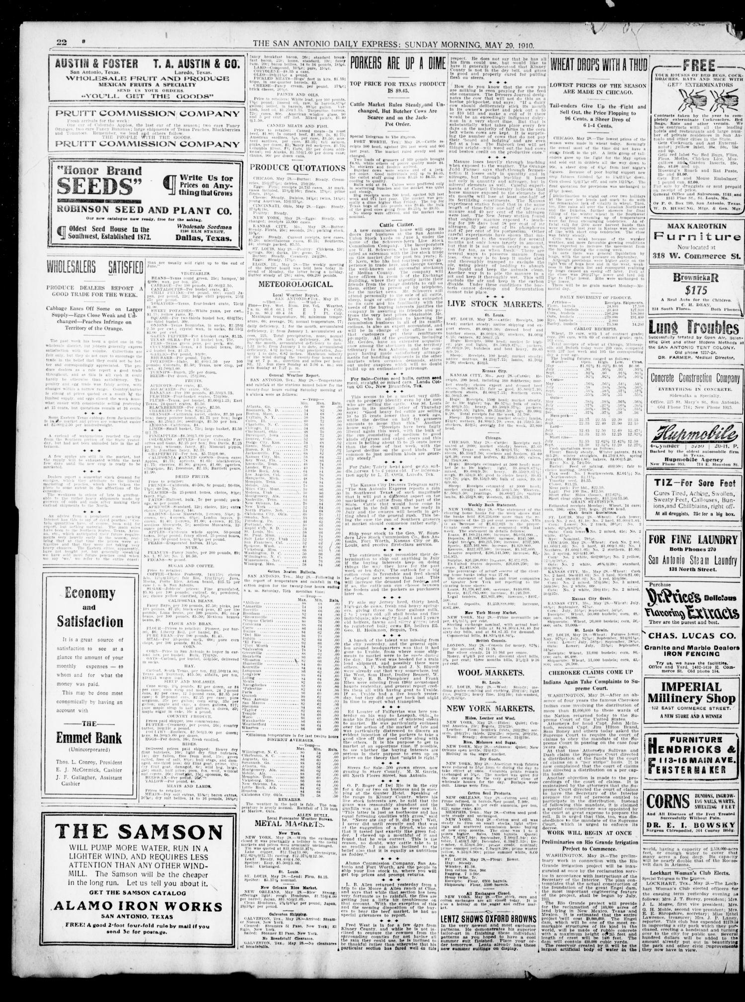 The Daily Express. (San Antonio, Tex.), Vol. 45, No. 149, Ed. 1 Sunday, May 29, 1910
                                                
                                                    [Sequence #]: 22 of 82
                                                