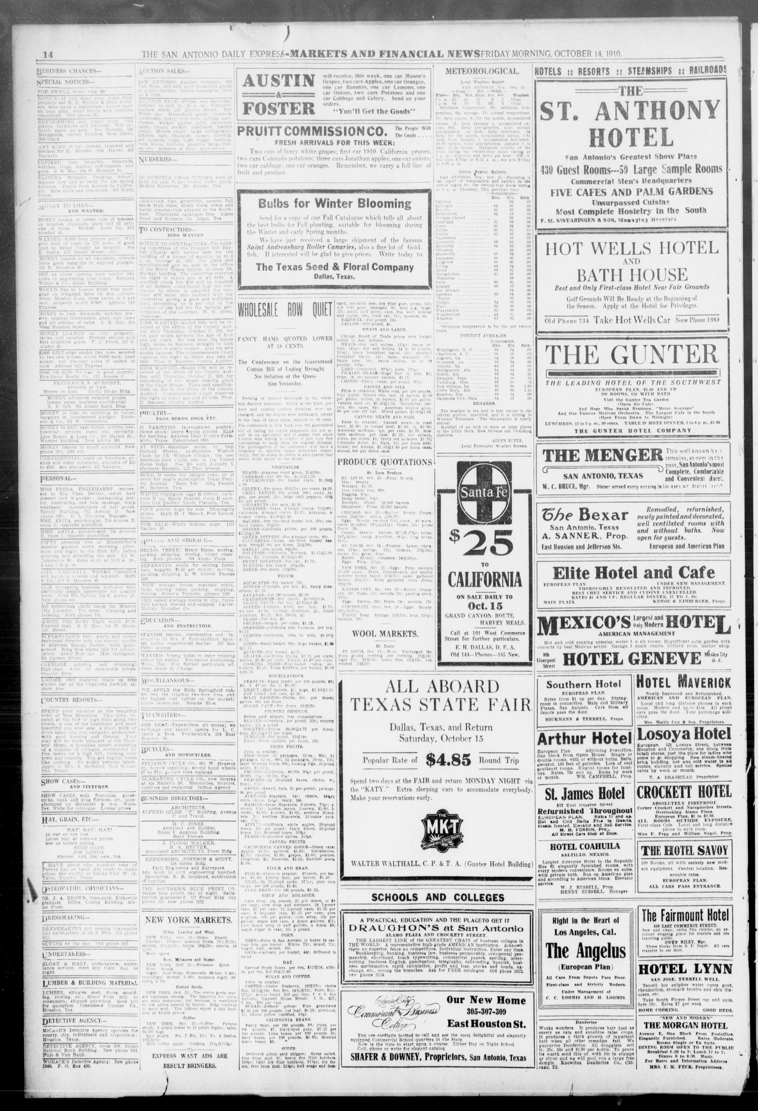 The Daily Express. (San Antonio, Tex.), Vol. 45, No. 287, Ed. 1 Friday, October 14, 1910
                                                
                                                    [Sequence #]: 14 of 16
                                                
