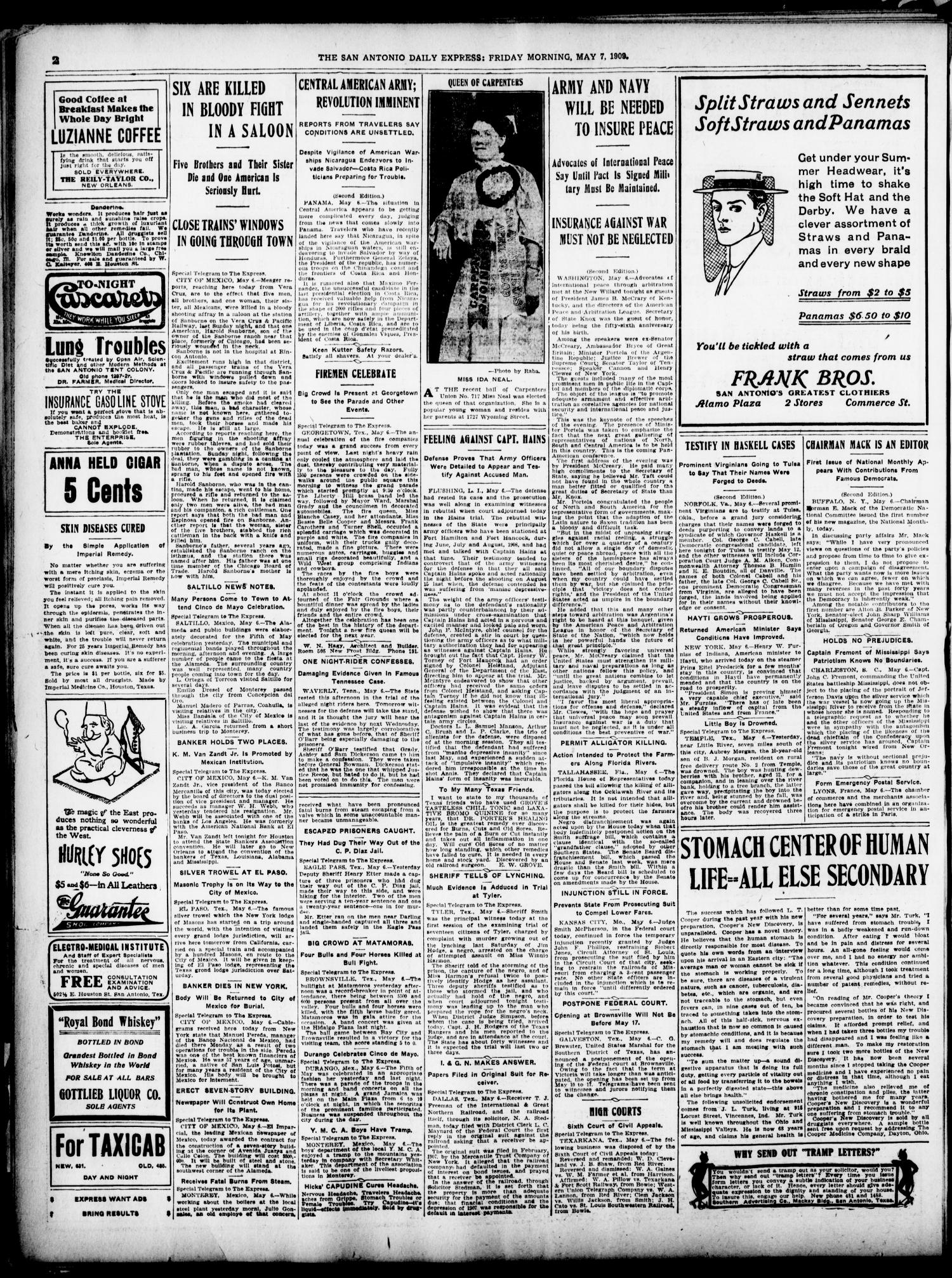 The Daily Express. (San Antonio, Tex.), Vol. 44, No. 127, Ed. 1 Friday, May 7, 1909
                                                
                                                    [Sequence #]: 2 of 16
                                                