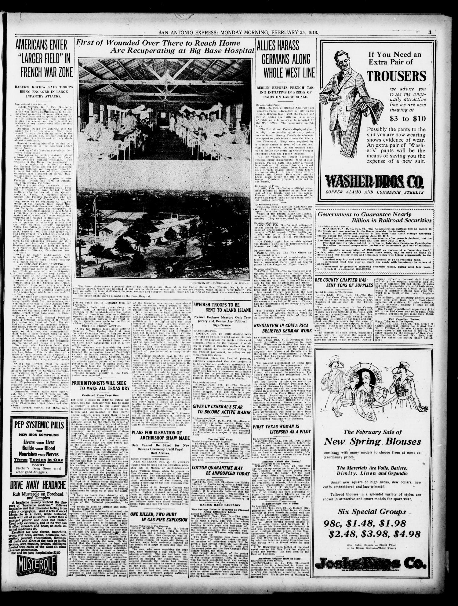San Antonio Express. (San Antonio, Tex.), Vol. 53, No. 56, Ed. 1 Monday, February 25, 1918
                                                
                                                    [Sequence #]: 3 of 12
                                                