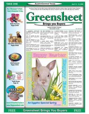 Primary view of object titled 'The Greensheet (Austin, Tex.), Vol. 29, No. 9, Ed. 1 Thursday, April 13, 2006'.